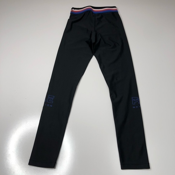 Rare P.E NATION Hell Fire Striped Band Black Stretchy Shiny Active Leggings - Picture 4 of 14